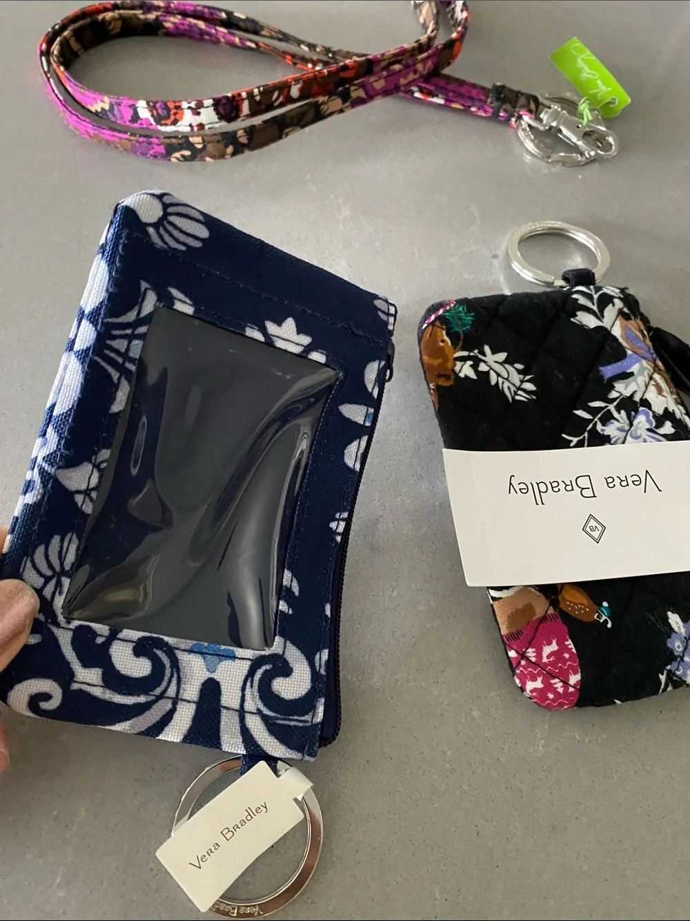 BUNDLE 3 Vera Bradley Lanyard ID Wallet Case Key Chain Bag Set NWT - Picture 4 of 12
